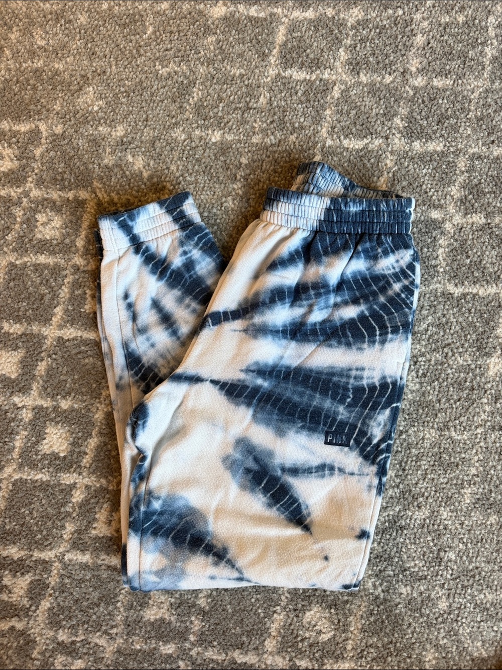 PINK Victoria's Secret Navy and White Tie-Dye  Sweatpants